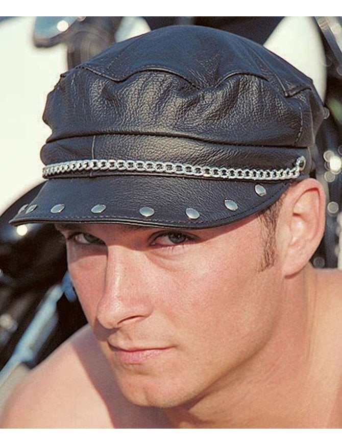 Stud & Chain Biker Cap #H20RC