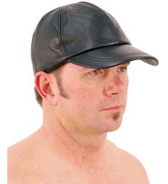 Black Lambskin Leather Baseball / Jockey Cap #H43LK