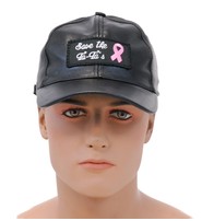Save The Ta-Ta's Pink Ribbon Leather Baseball Cap #H44TATA