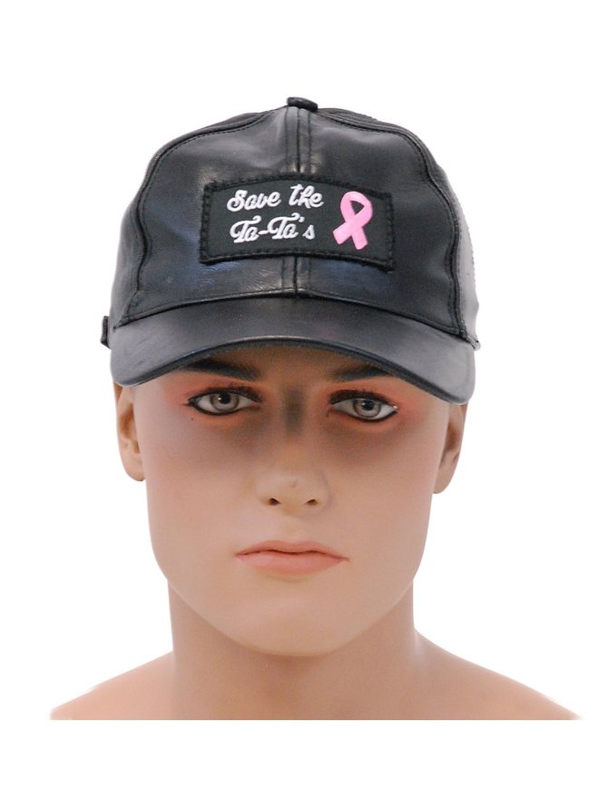 Save The Ta-Ta's Pink Ribbon Leather Baseball Cap #H44TATA