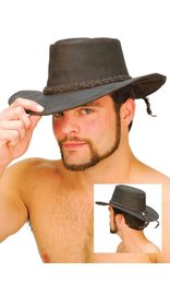 Shapeable Dark Brown Leather Outback Western Hat #H851N