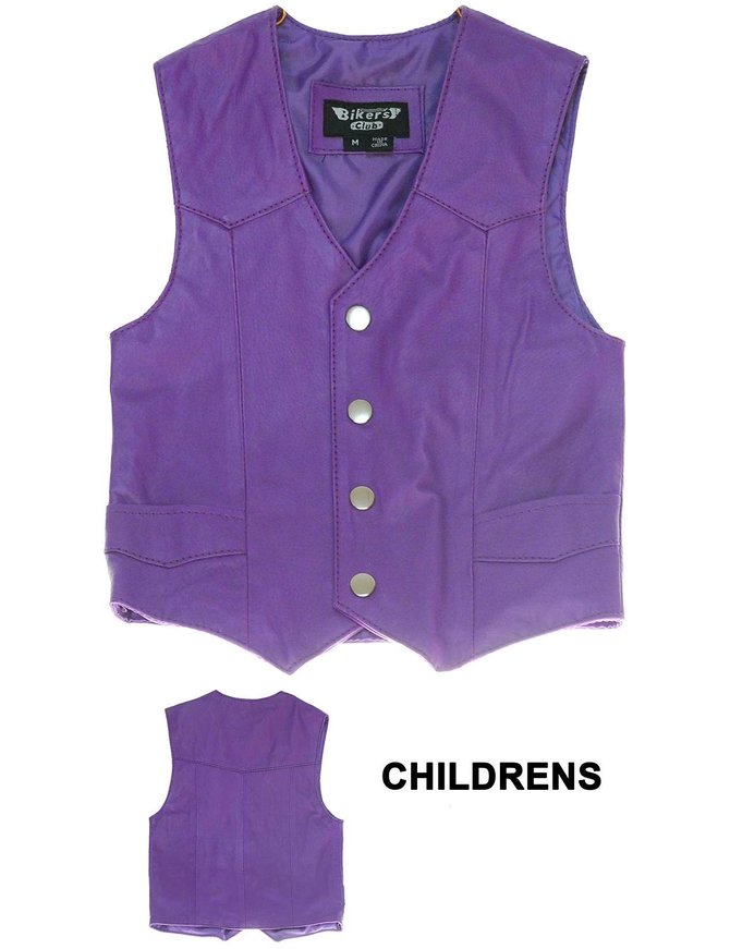 Childrens Purple Leather Vest #KV1230PURP