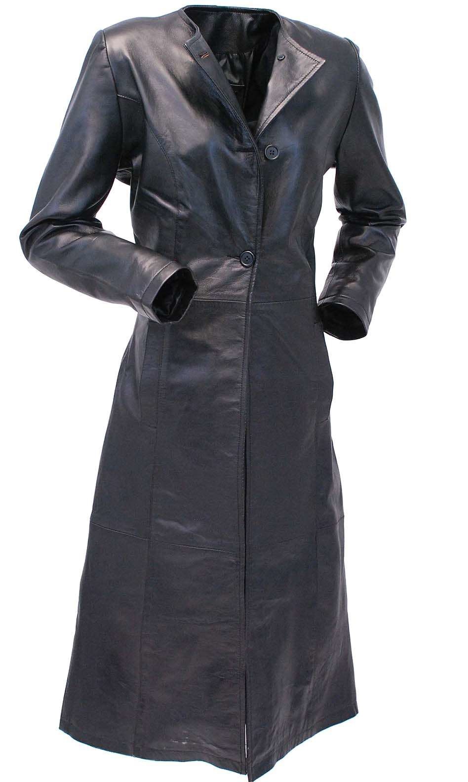 Extra Long Lambskin Leather Trench Coat for Women #L14020LL - Jamin ...