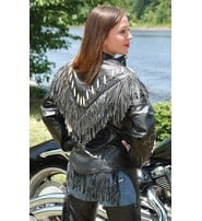 Jamin Leather® Genuine Bone Studded Fringe Leather Jacket #L1615FBK