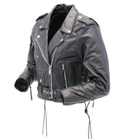 Jamin Leather® Crop Leather Motorcycle Jacket w/Zip Out & Side Lace #L201LK