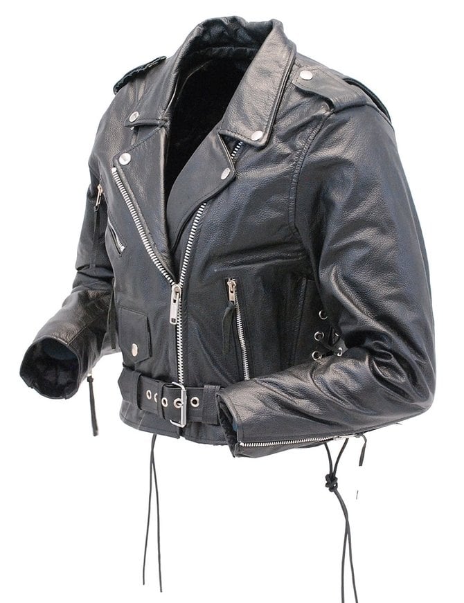 Open YY Off-White Zip Leather Biker Jacket