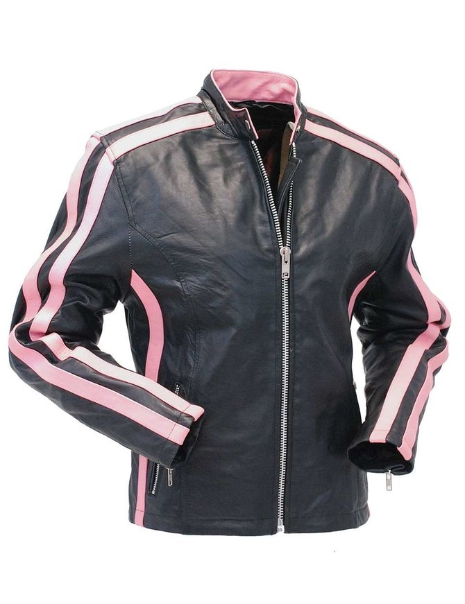 Jamin Leather® Pink Striped Leather Jacket - Scooter #L2565SZP