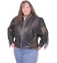 Ladies Cropped Leather Jacket w/Fringe #L205FB - Jamin Leather®