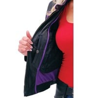 Purple Wings Leather Motorcycle Jacket for Women #L5208PUR