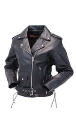Jamin Leather® Ladies Genuine Leather Motorcycle Jacket w/Zip Out #L52LZ