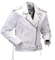 Jamin Leather White Leather Motorcycle Jacket w/Side Lace #L6027LW