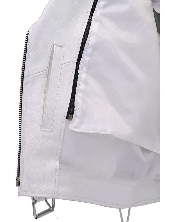 d)Jamin' Leather White leather motorcycle jacket for women. Soft