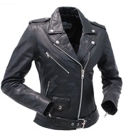 Unik Women's Soft Lambskin Leather Motorcycle Jacket with Belt #L6832MCK
