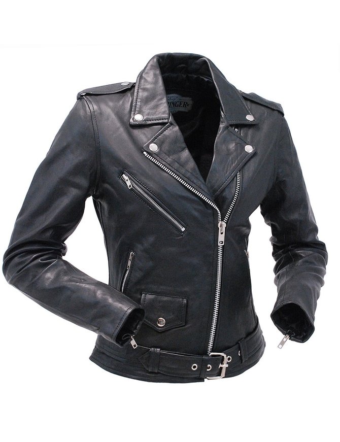 Women's Soft Lambskin Leather Motorcycle Jacket with Belt #L6832MCK ...