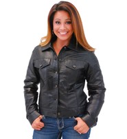 Jamin Leather Women's Lightweight Soft Lambskin Leather Jean Jacket w/Zip Out #L71BTZK