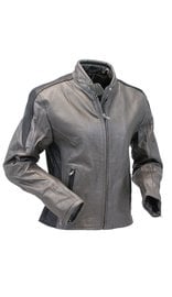 Women's Gray and Black Vented Scooter Motorcycle Jacket #L726ZPS (S-XL)