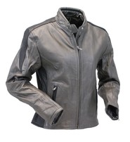 Women's Gray and Black Vented Scooter Motorcycle Jacket #L726ZPS