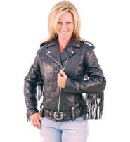 Jamin Leather Ladies Stud & Fringe Leather Jacket #L9028ZSFK