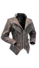 Jamin Leather® Women's Brown Vintage Steampunk Leather Jacket w/Concealed Pocket #LA15070XZZN (S-3X)