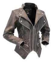 Jamin Leather® Women's Brown Vintage Steampunk Leather Jacket w/Concealed Pocket #LA15070XZZN