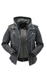 Milwaukee Women's Vintage Vented CCW Motorcycle Jacket with Hoodie #LA2516VHK