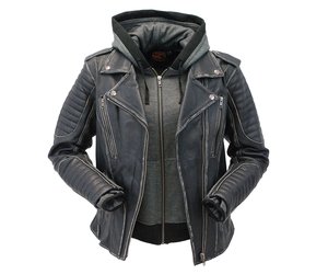 Womens leather motorcycle jacket with hoodie hotsell