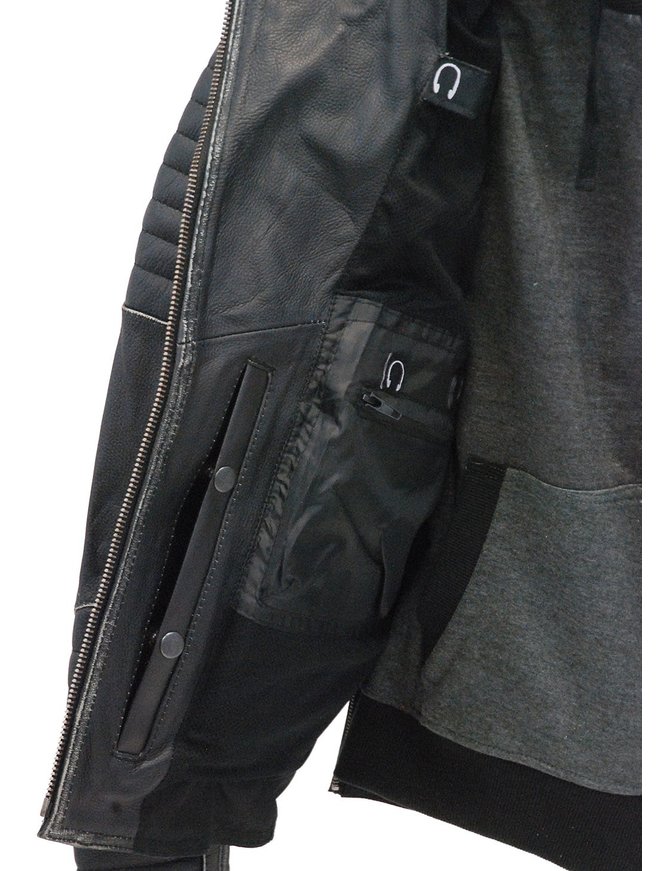 Women S Vintage Vented Ccw Motorcycle Jacket With Hoodie La2516vhk Jamin Leather