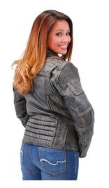 Jamin Leather® Women's Ultimate Vintage Vented Racer Jacket #LA68331VGY (XS-2X)