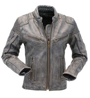 Jamin Leather® Women's Ultimate Vintage Vented Racer Jacket #LA68331VGY