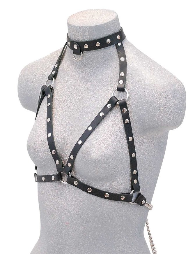 Jamin Leather® Open Leather Studded Harness Halter w/D-Ring Collar #LH14118RK