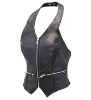 Jamin Leather® Zipper Braid Leather Halter Vest #LH523BZ