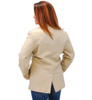 Tall Women's Cream Beige Two Button Lambskin Leather Blazer #L-M1123BTT