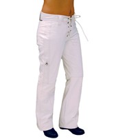 Jamin Leather® Lace Up White Leather Pants for Women #LP504LW