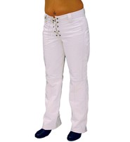Jamin Leather Lace Up White Leather Pants for Women #LP504LW