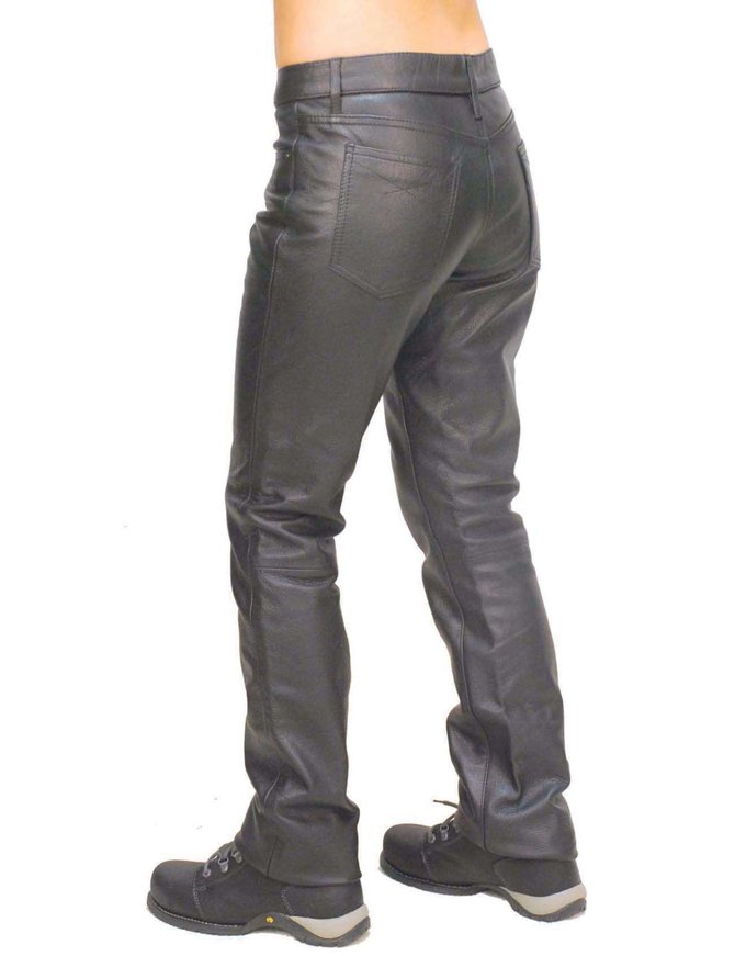 Women's Mid-Rise Premium Cowhide Leather Pants #LP711K - Jamin