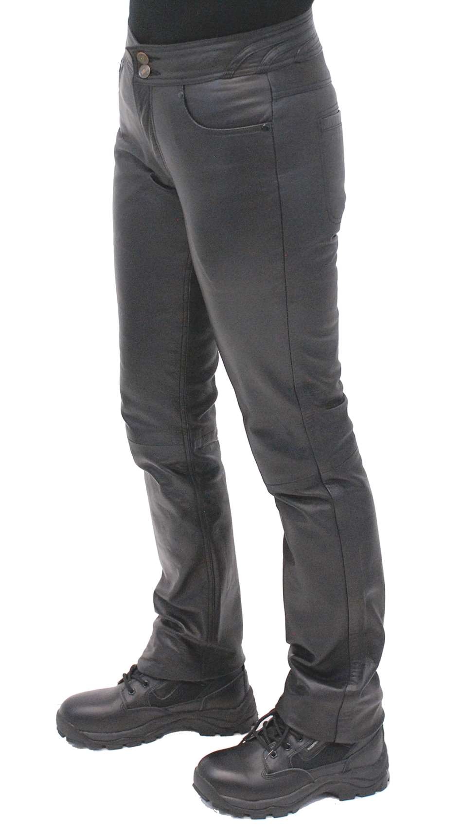 black leather jeans womens