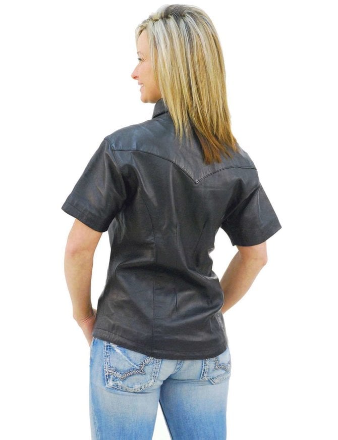 Jamin Leather® Women's Short Sleeve Leather Shirt #LS864K