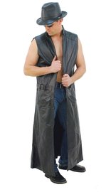 Jamin Leather Extra Long Sleeveless Leather Trench Coat #M1008TK