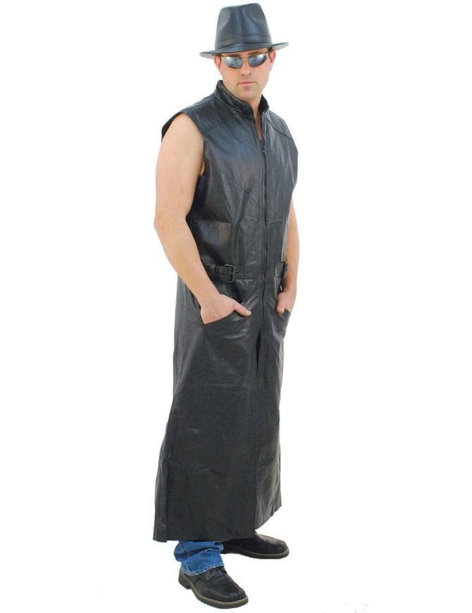 Jamin Leather® Extra Long Sleeveless Leather Trench Coat #M1008TK