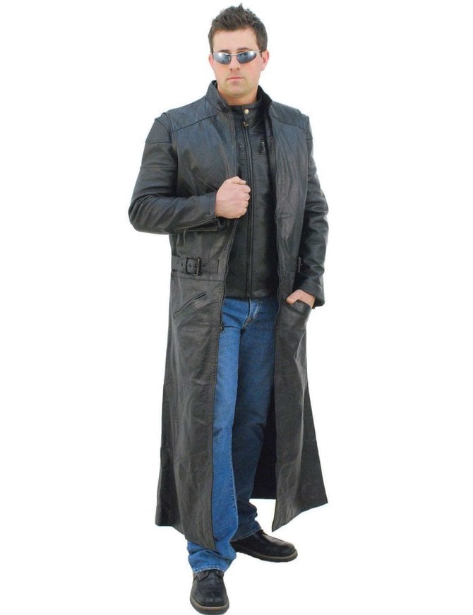 Jamin Leather® Extra Long Sleeveless Leather Trench Coat #M1008TK