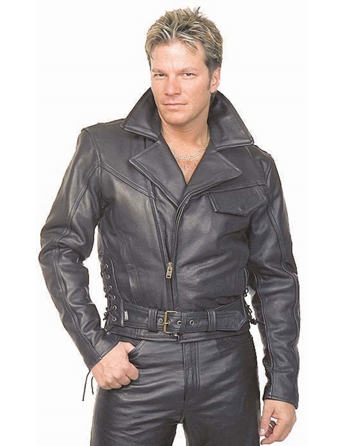Super Heavy Leather Motorcycle Jacket with Zip Out and Side Lace #M1054LZ