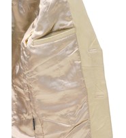Cream Beige Two Button Lambskin Leather Blazer #M1123BTT