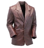 Jamin Leather® Men's Chocolate Brown Button Lambskin Leather Blazer #M1181N