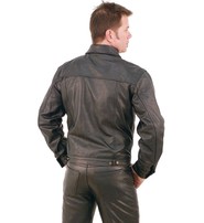 Jamin Leather® Denim Style Black Leather Jacket #M1411