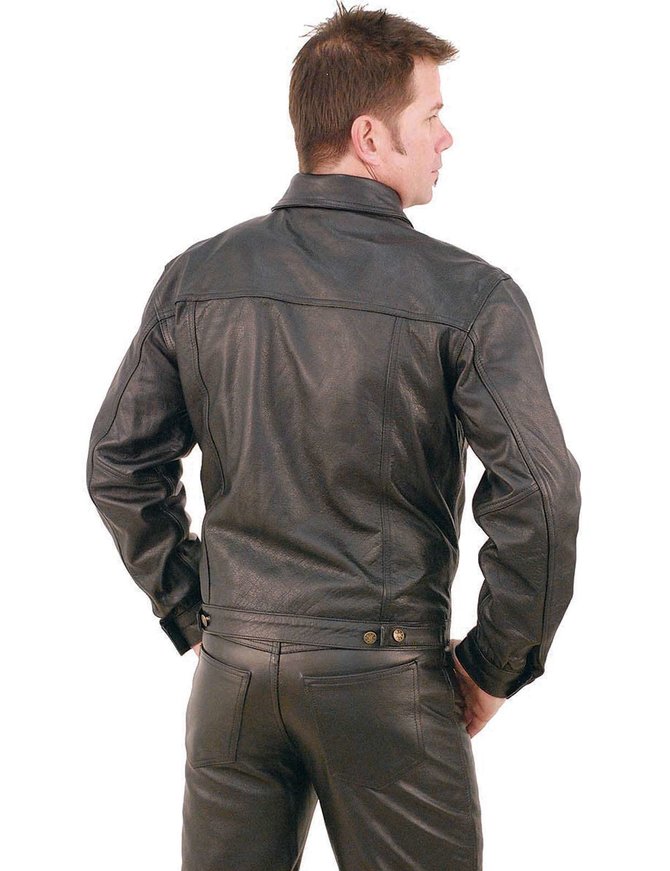 Jamin' Leather Denim Style Black Leather Jacket #M1411