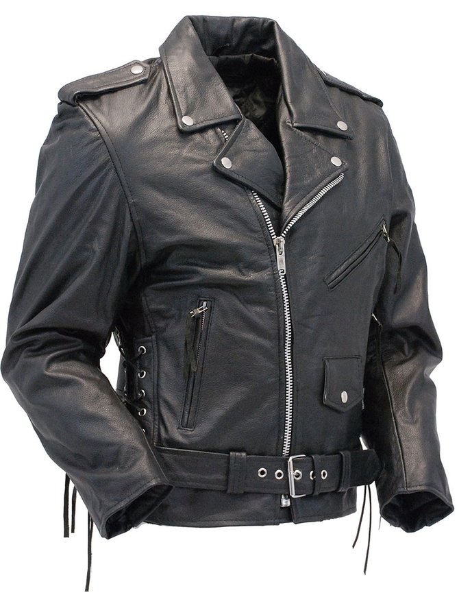 Premium Classic Side Lace Leather Motorcycle Jacket #M15L - Jamin Leather®