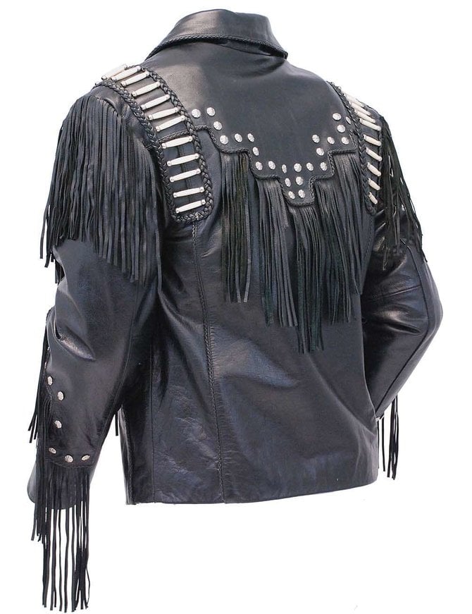 Jamin Leather Bones & Braids Fringed Leather Jacket #M1706FBB