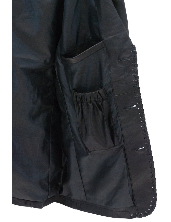 Jamin Leather Whip Stitch Black Lambskin Leather Blazer #M17082BK