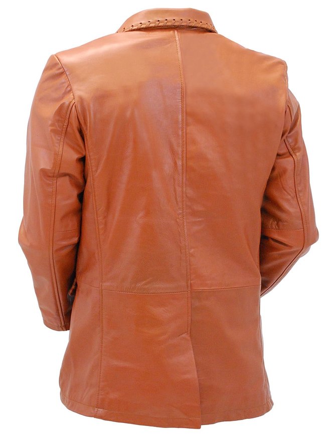Jamin Leather® Light Brown Whip Stitch Lambskin Leather Blazer #M17083TN