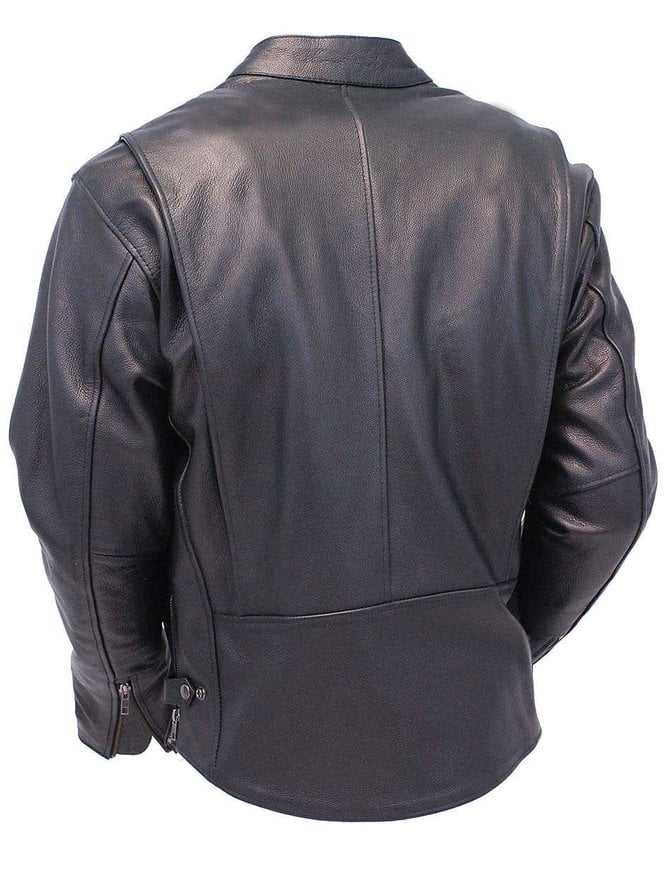 Premium Leather Cafe Racer Motorcycle Jacket w/Dual CCW Pockets # ...